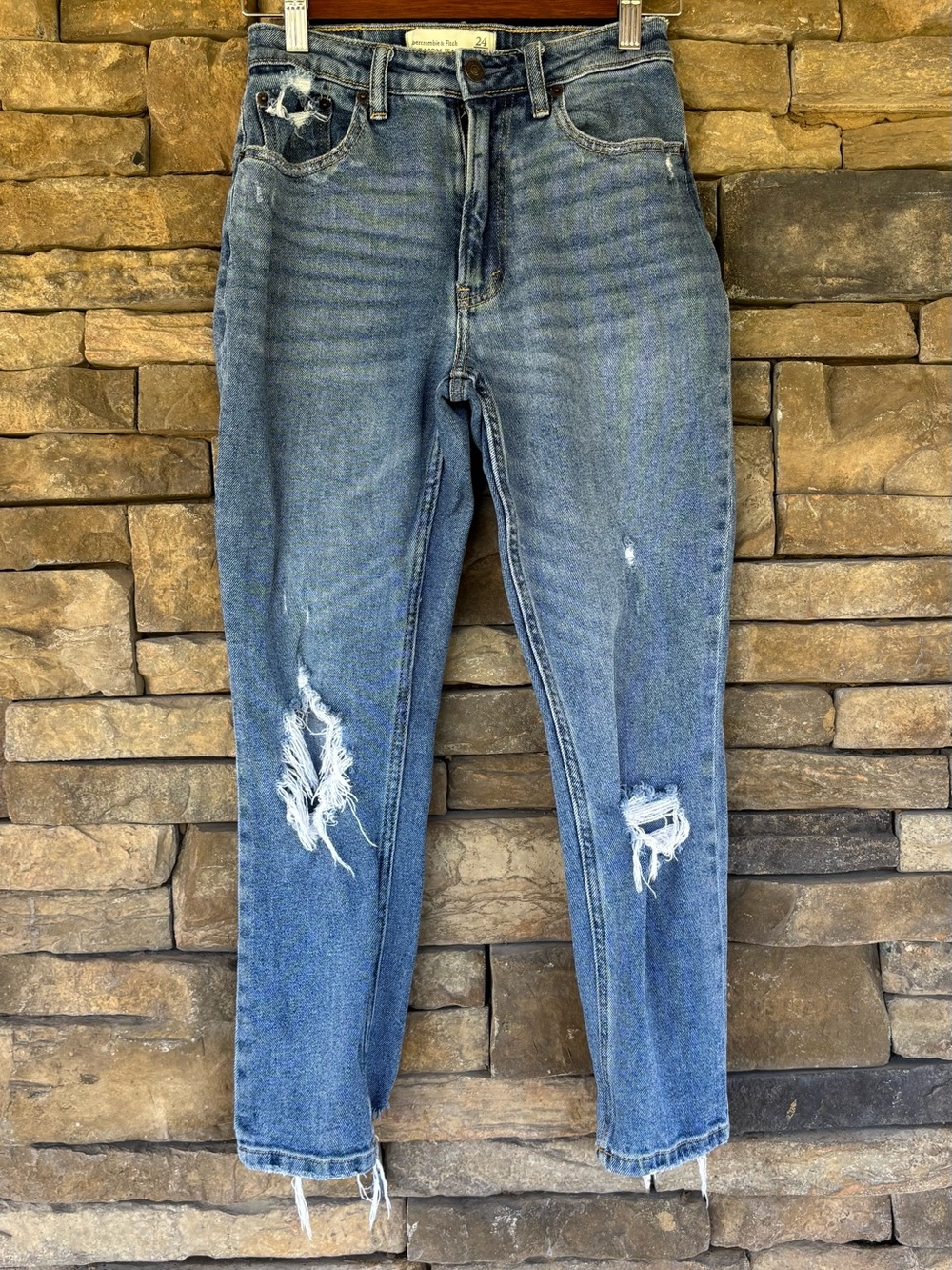 Abercrombie & Fitch Blue Distressed Boyfriend Jeans
